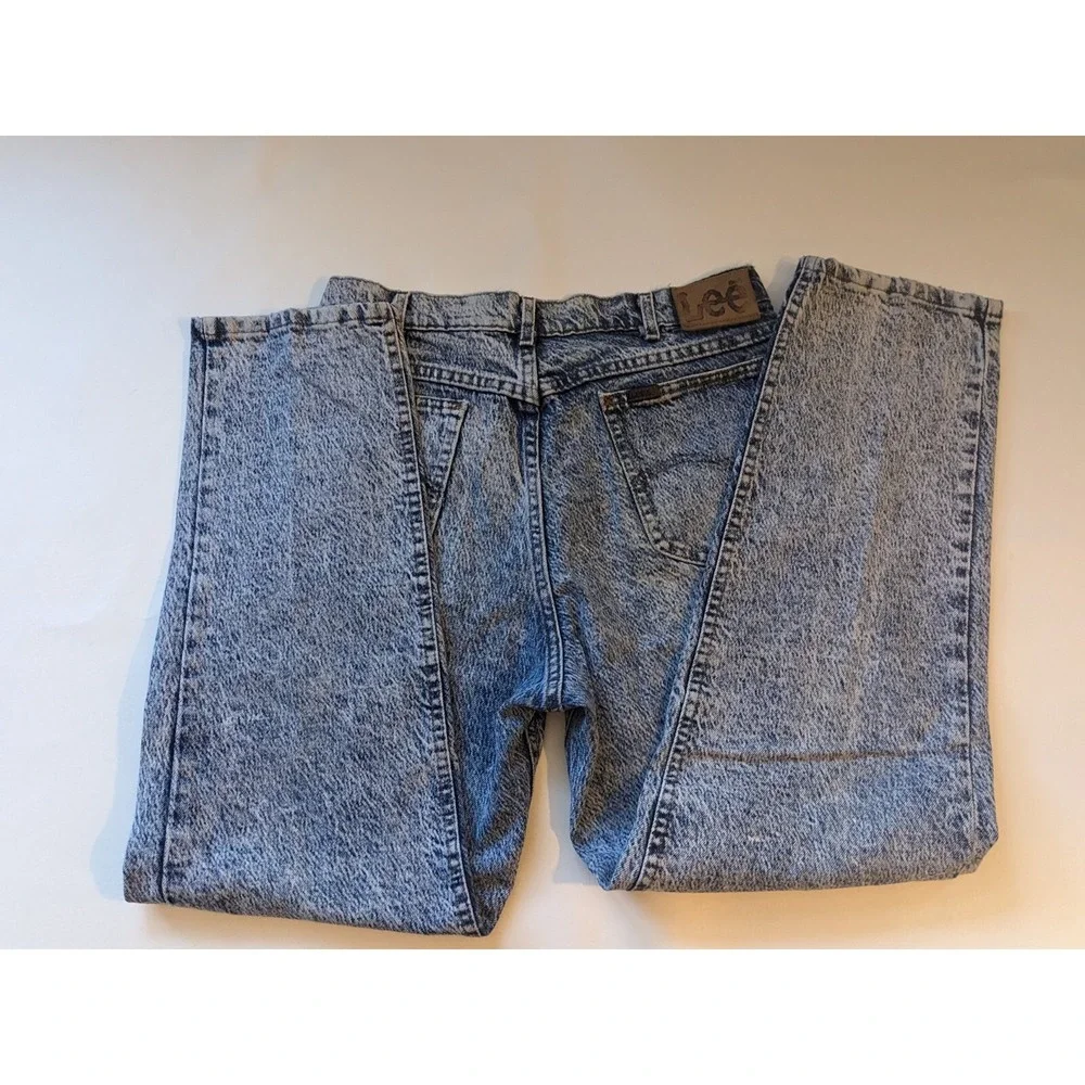 Vintage 1980 Lee Acid Wash Denim Jeans 33 x 30 Union Made Cotton USA 11454 B410